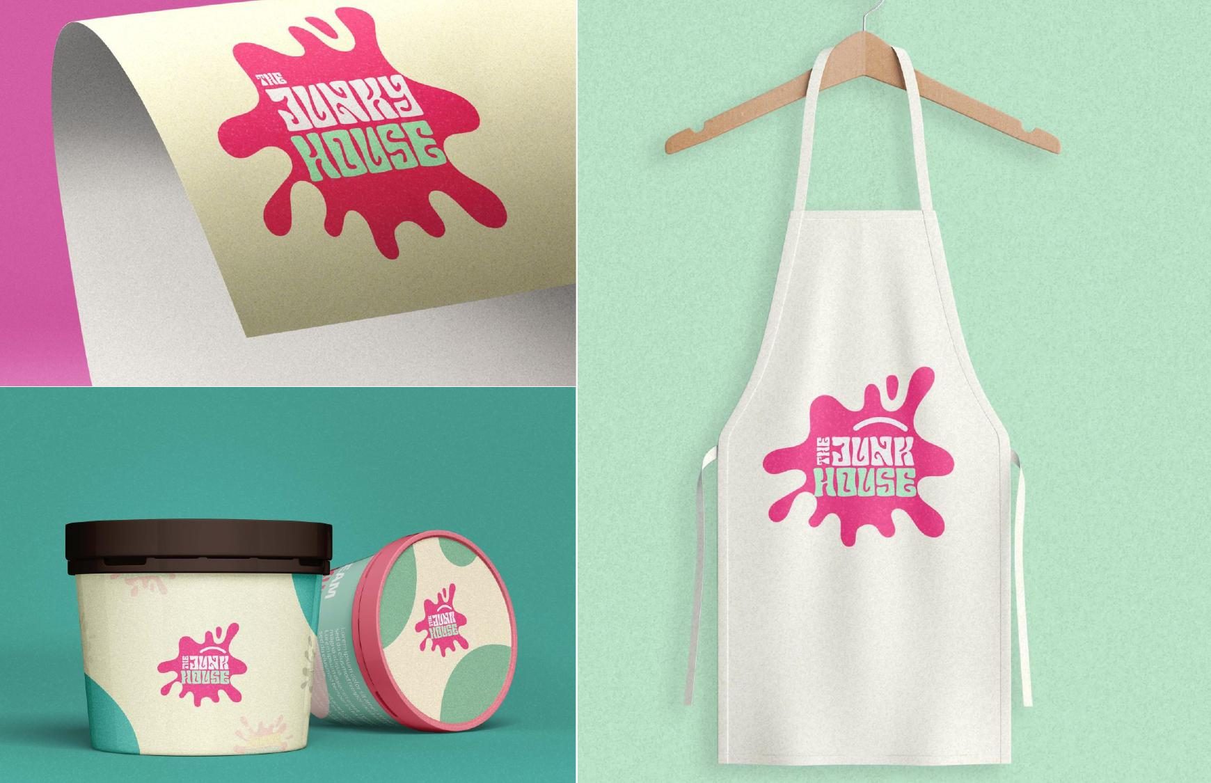 The Junk House brand identity and packaging mockup