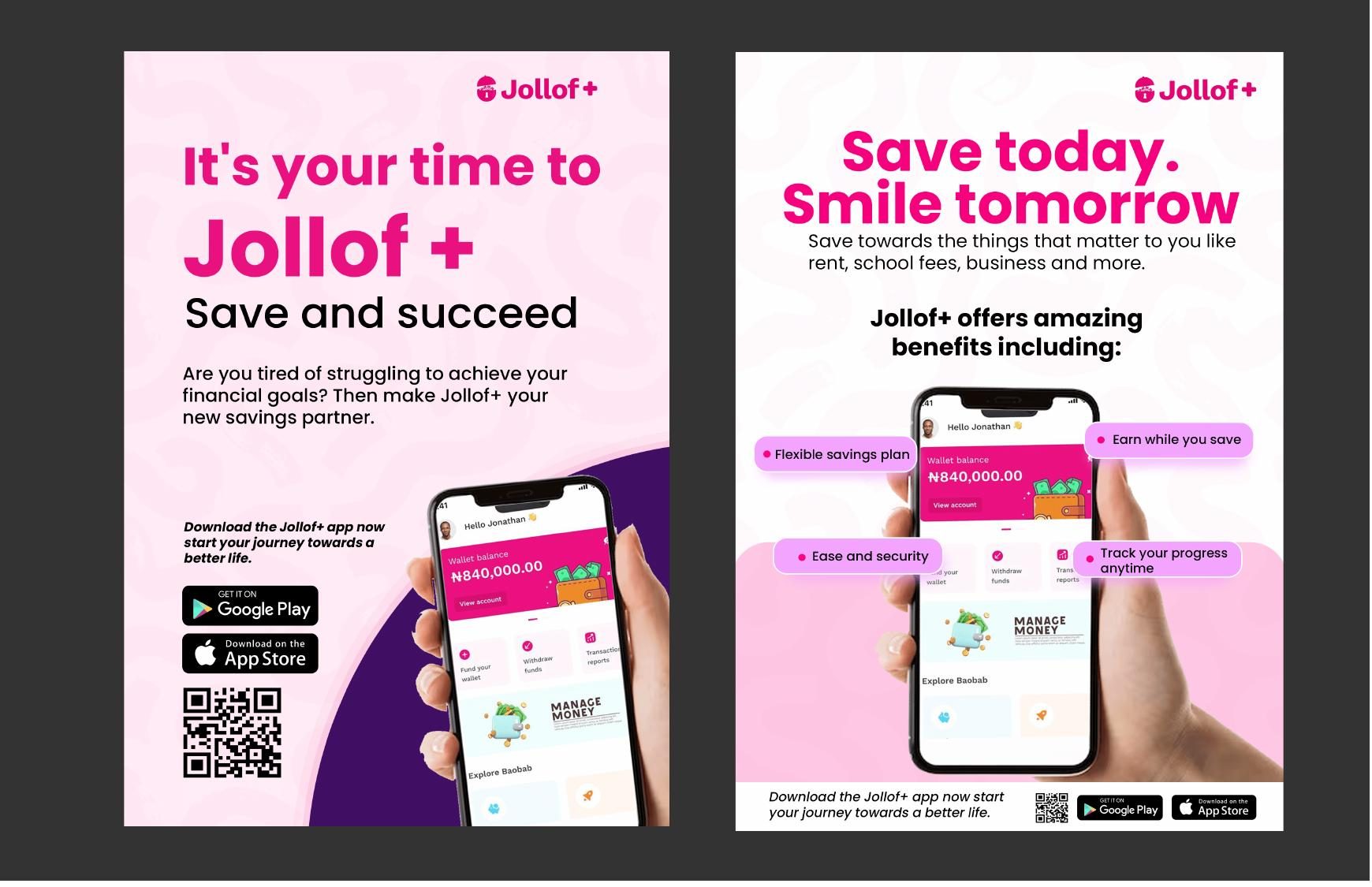 Jollof+ savings app promo creative