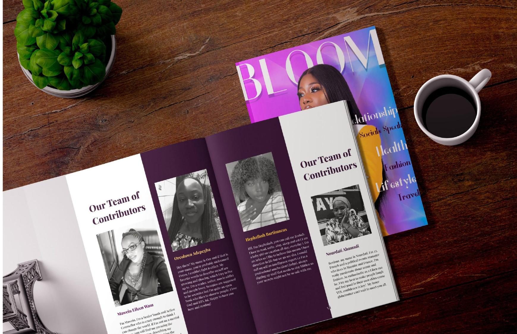 Bloom Magazine contributors fold-out spread